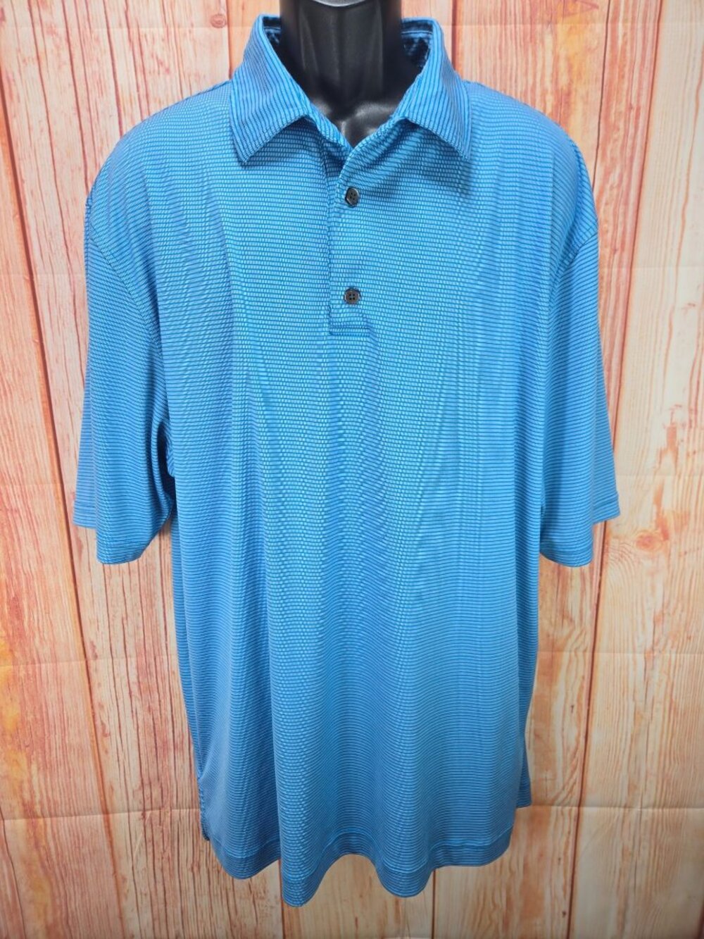 FootJoy Mens XXL Blue Striped Short Sleeve Polo Shirt Golf Performance Wear